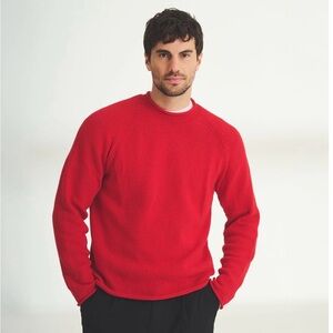 Naadam sweater Rollneck red Sz large 100% Cotton knit mockneck relaxed coastal